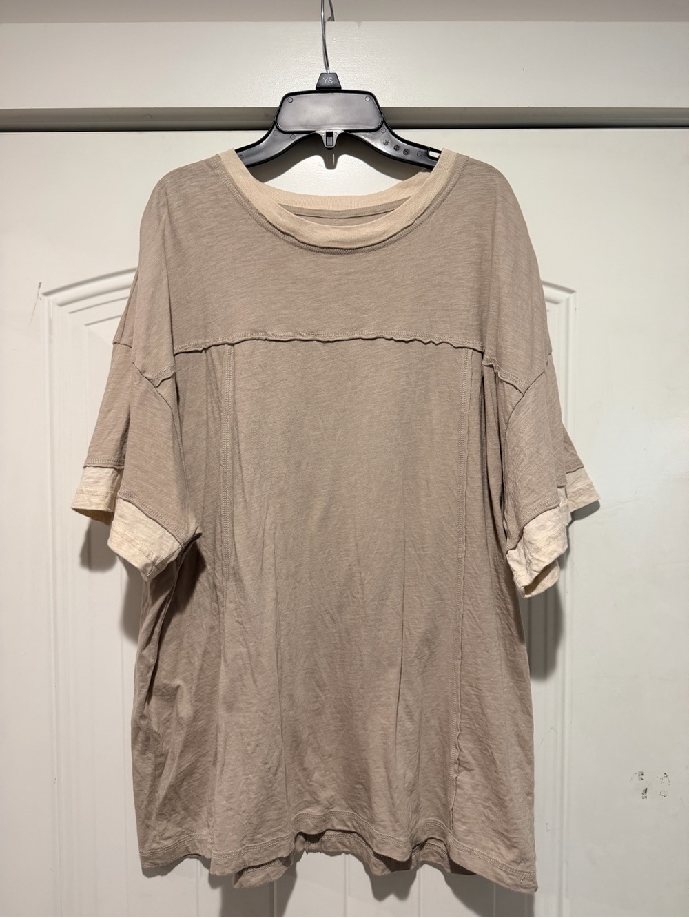 aerie Neutral Layered-Look Short Sleeve Tee in Beige and Cream